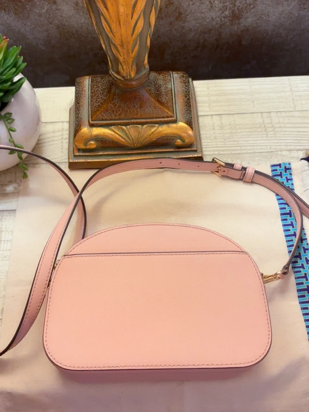 NWOT ~ Authentic Tory Burch Pink Leather Dome Camera Crossbody Bag W/Dustbag
